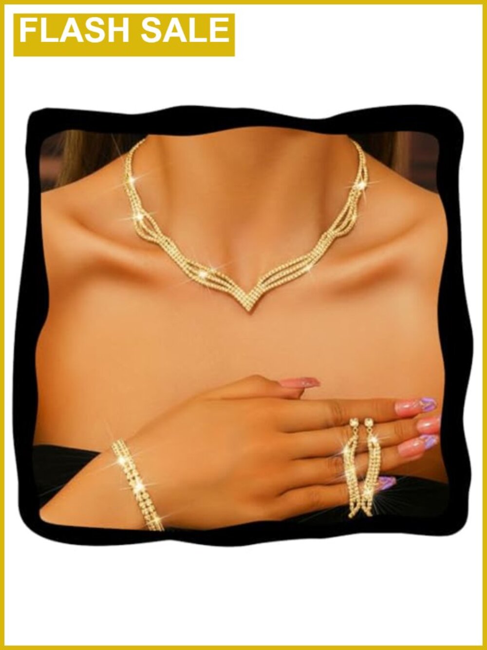 Rhinestone Crystal Bridal Wedding Jewelry Set Necklace Earrings Bracelet